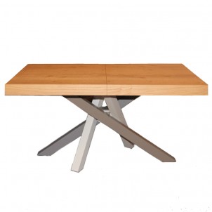 Table with telescopic synchronized extension